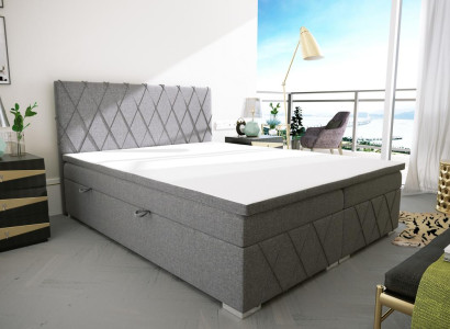 Double Luxury Gray Box Spring Bed Design Bed Upholstered bed Bedroom Textile
